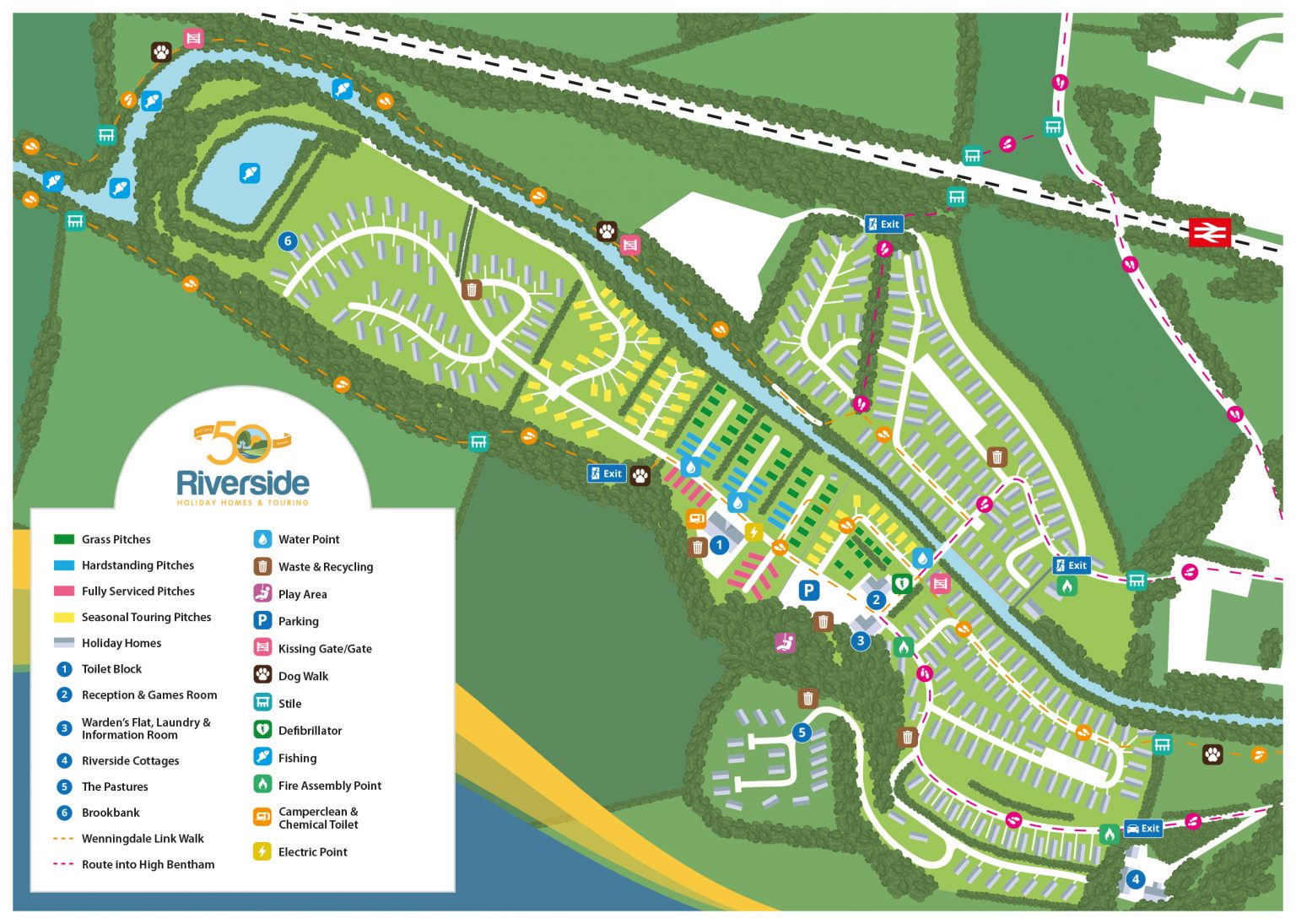 Map Of The Park Riverside Caravan Park   Map Full Site 1536x1095 